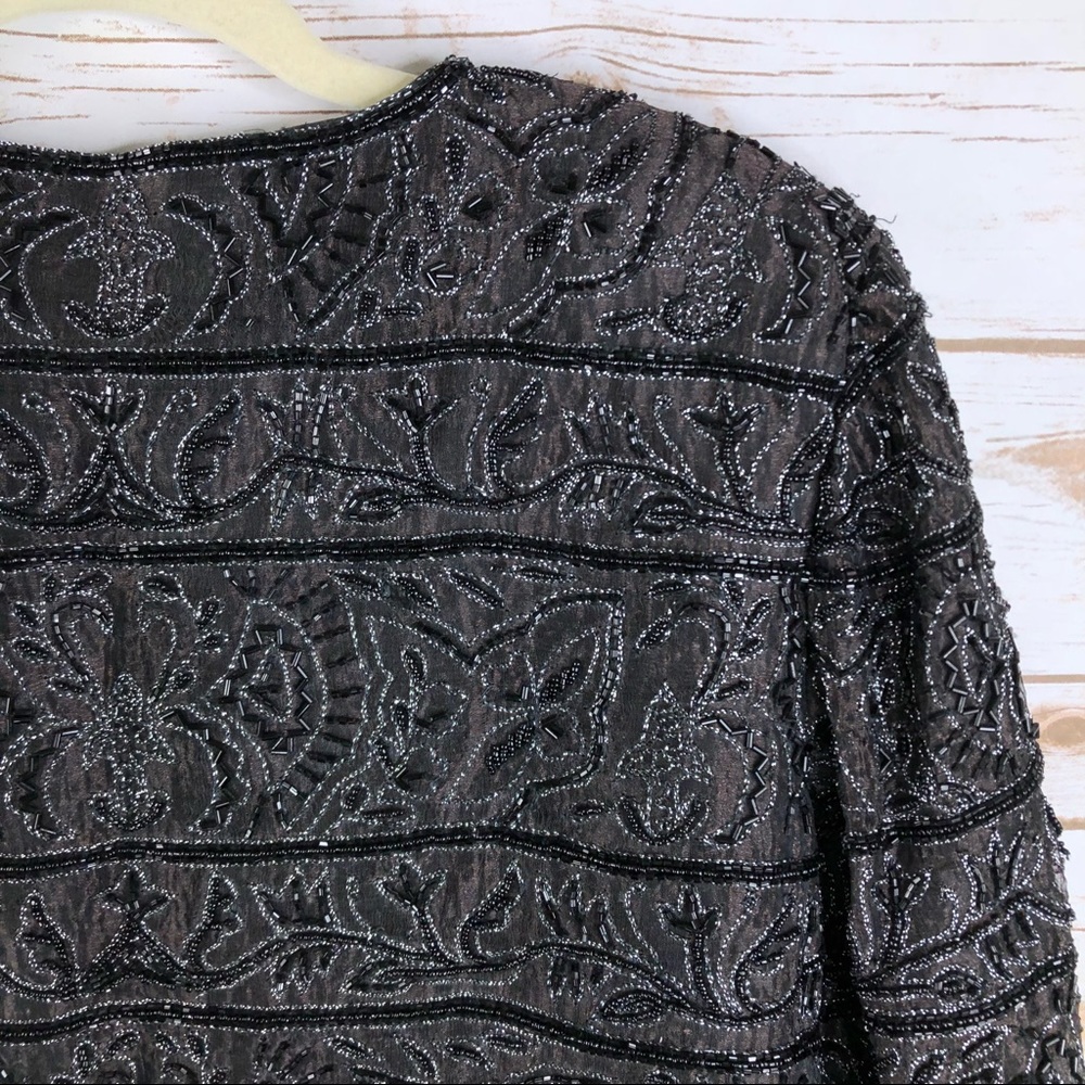 Adrianna Papell Evening black floral beaded blazer - Picture 7 of 8